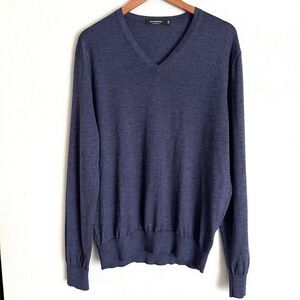 Ermenegildo Zegna  Cashseta Light Cashmere Silk V Neck Sweater Size 54 Indigo